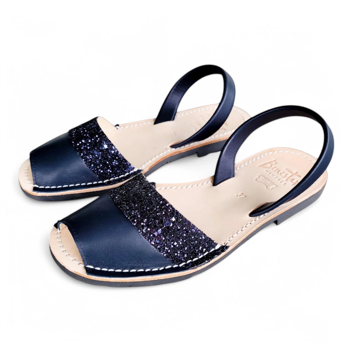 Avarca-sandals-duo-navy-glitter-left-angle