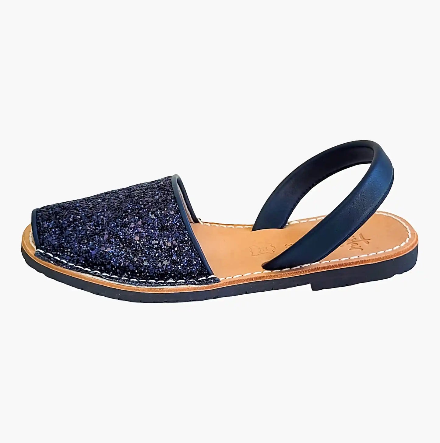 Avarcas-Navy-Glitter-Sandals-side-view