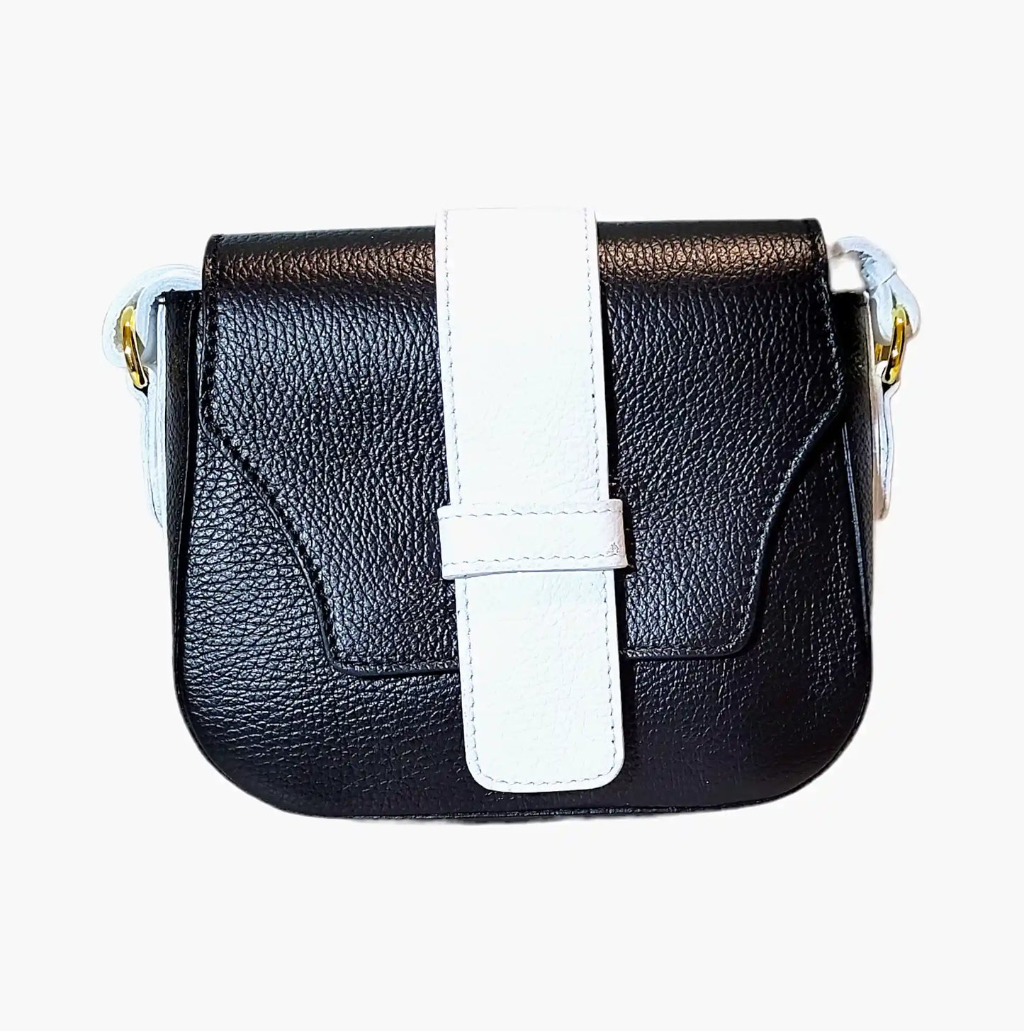 Saddle-bag-Black-White-Ladies-leather-bag