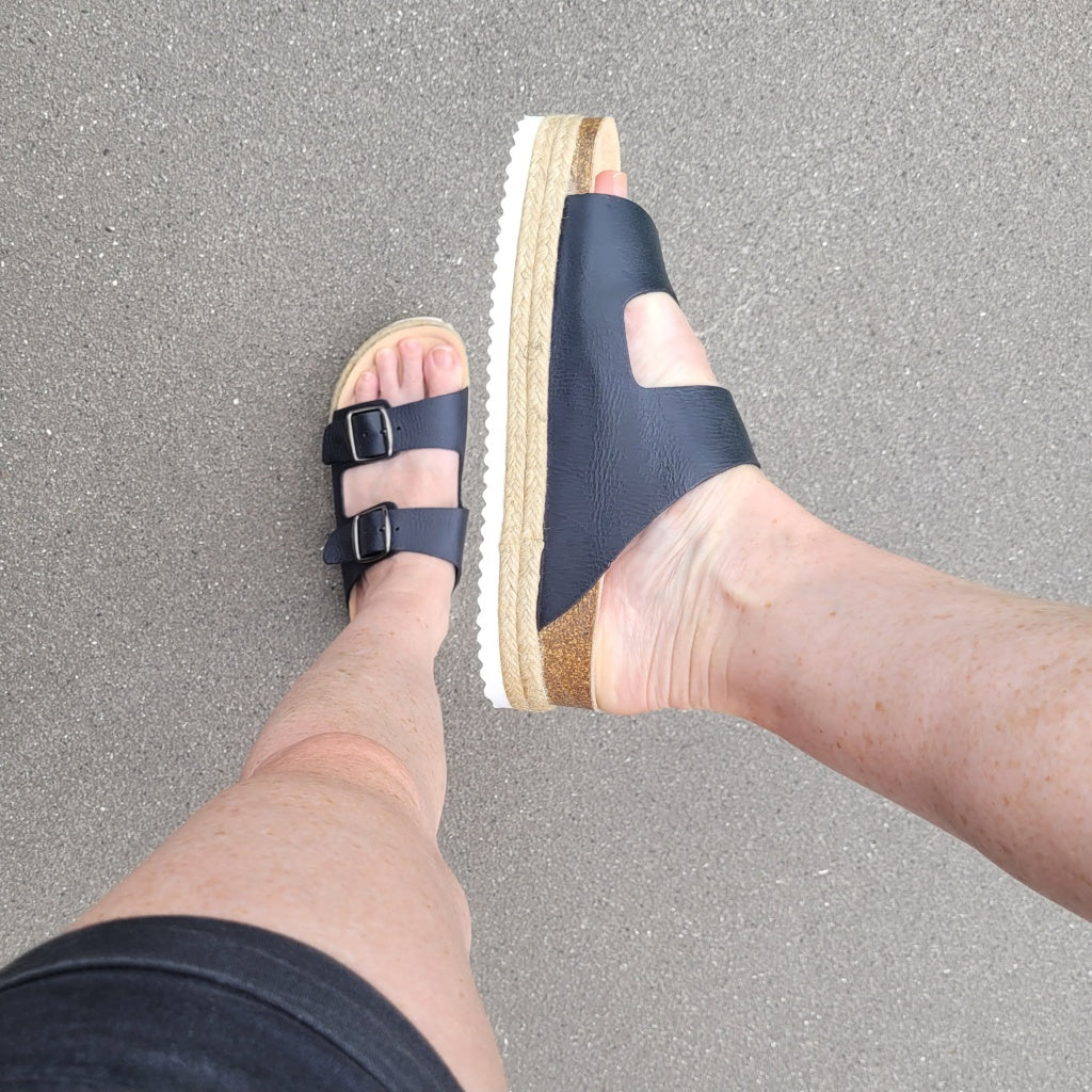 wearing-black-sandals