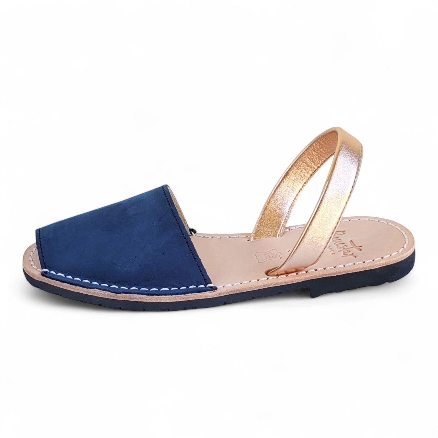 Avarca-sandals-navy-rosegold-side