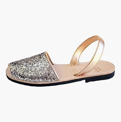 Avarcas-Champagne-Glitter-Sandals-side-view