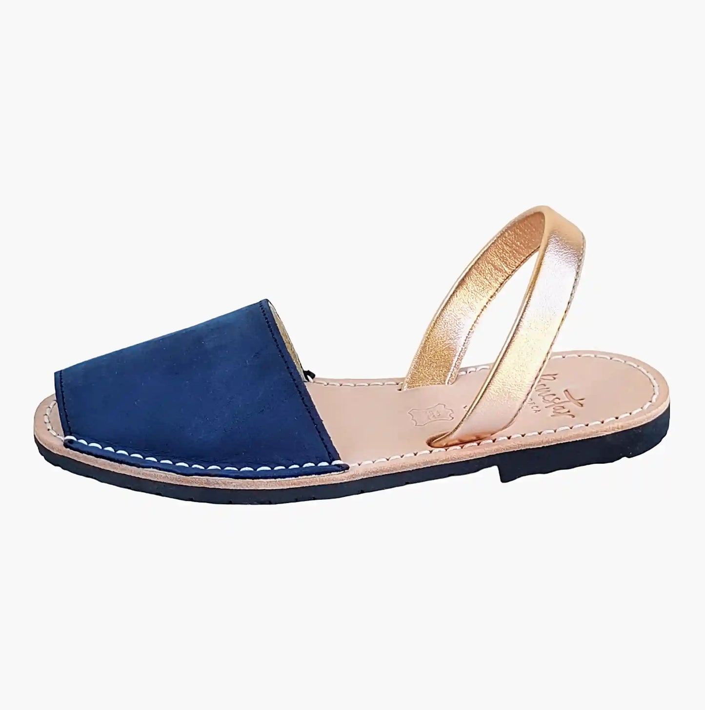 Avarcas-Navy-Rose-Gold-Sandals-side-view
