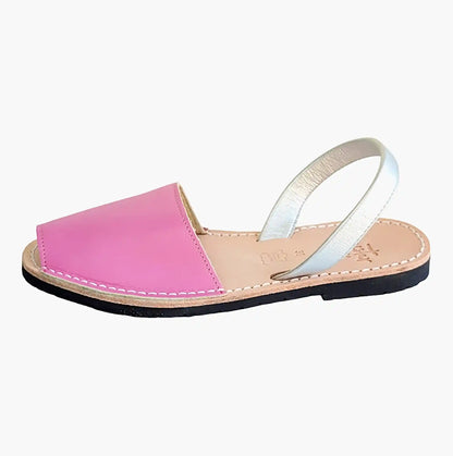 Avarcas-Pink-silver-backstrap-Sandals-side-view