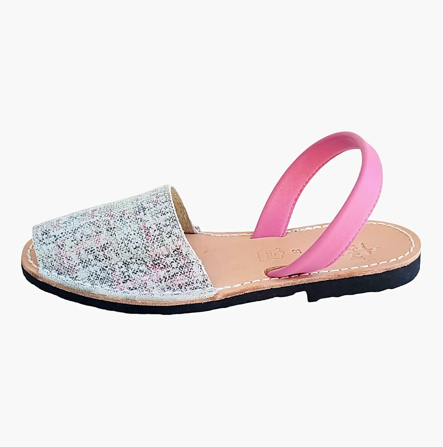 Avarcas-_Malla-Pink_-Pink-Tweed-leather-sandaks-side-view