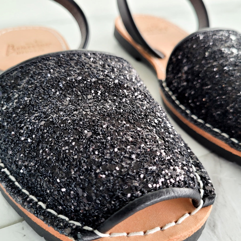 Black Glitter Sandals for Girls, Glitter Sandals for Baby Girl, Leather  Summer Shoes, Greek Handmade Sandals, Black Sandals With Glitter - Etsy