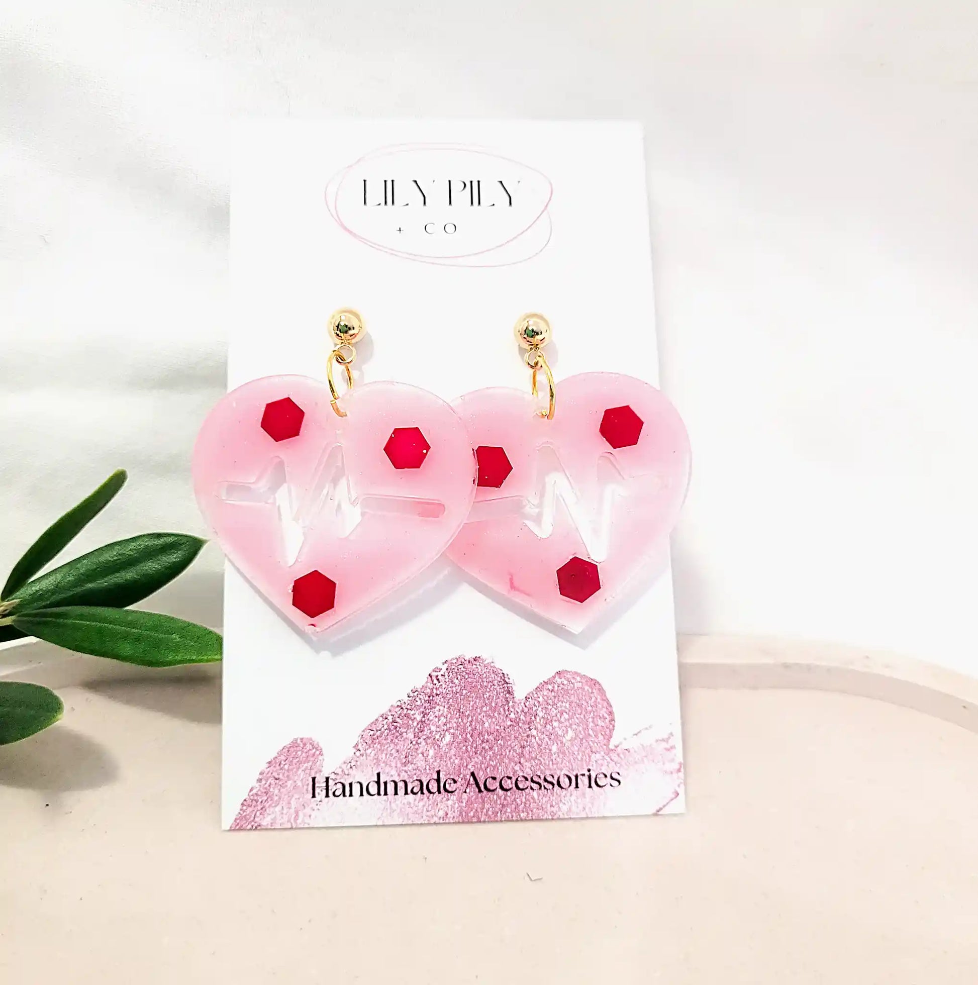 Dangle-Earrings-Pink-heartbeat-earrings