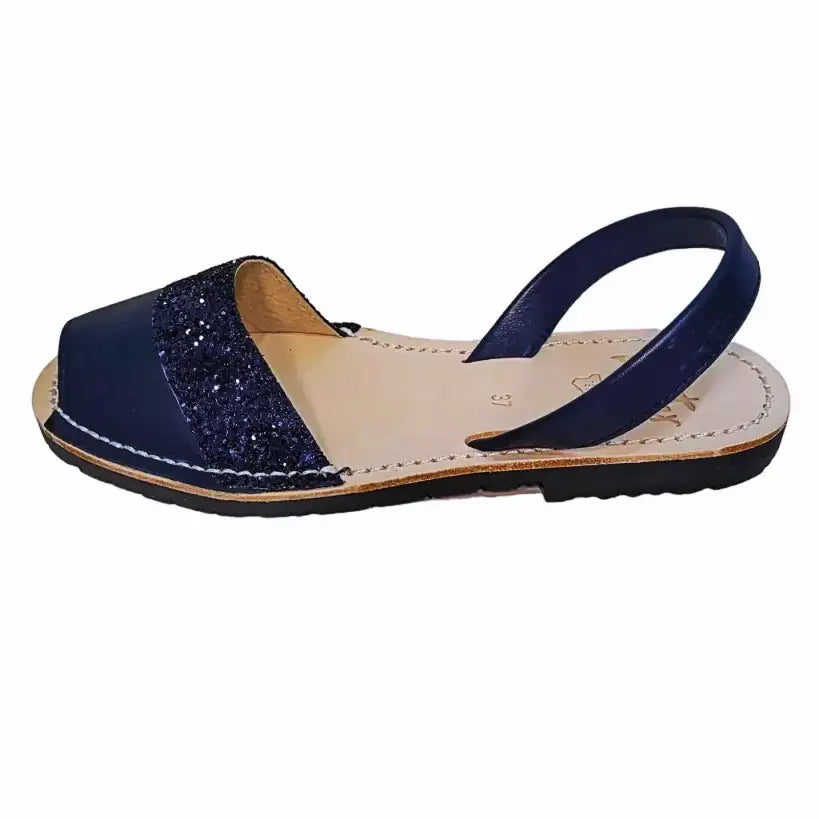 Duo-Navy-_glitter-sandals-side-view