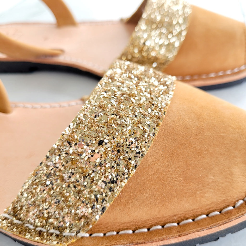 Gold glitter flat on sale sandals