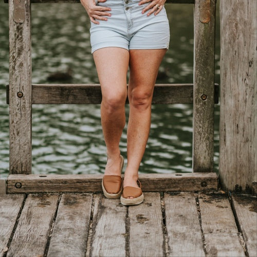 Tan-avarca-platform-wedge-standing-on-boardwalk