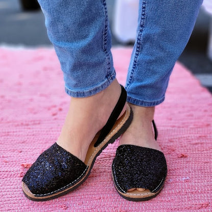 wearing-black-glitter-avarca-sandals