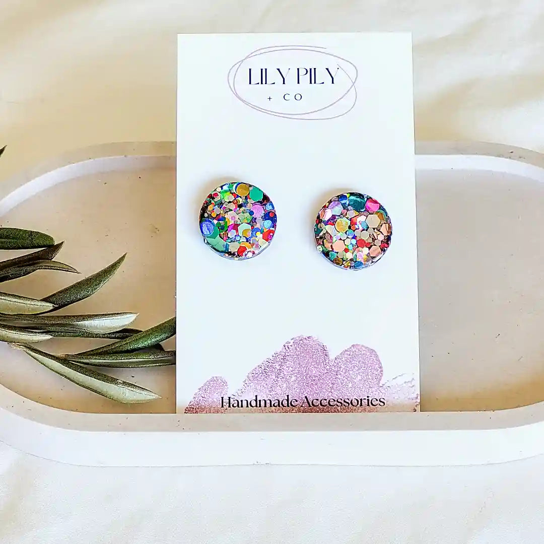 Mutli Coloured Glitter Earrings